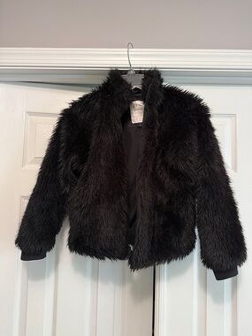 Art Class Kids Faux Fur Jacket - Black, Sz 10/12